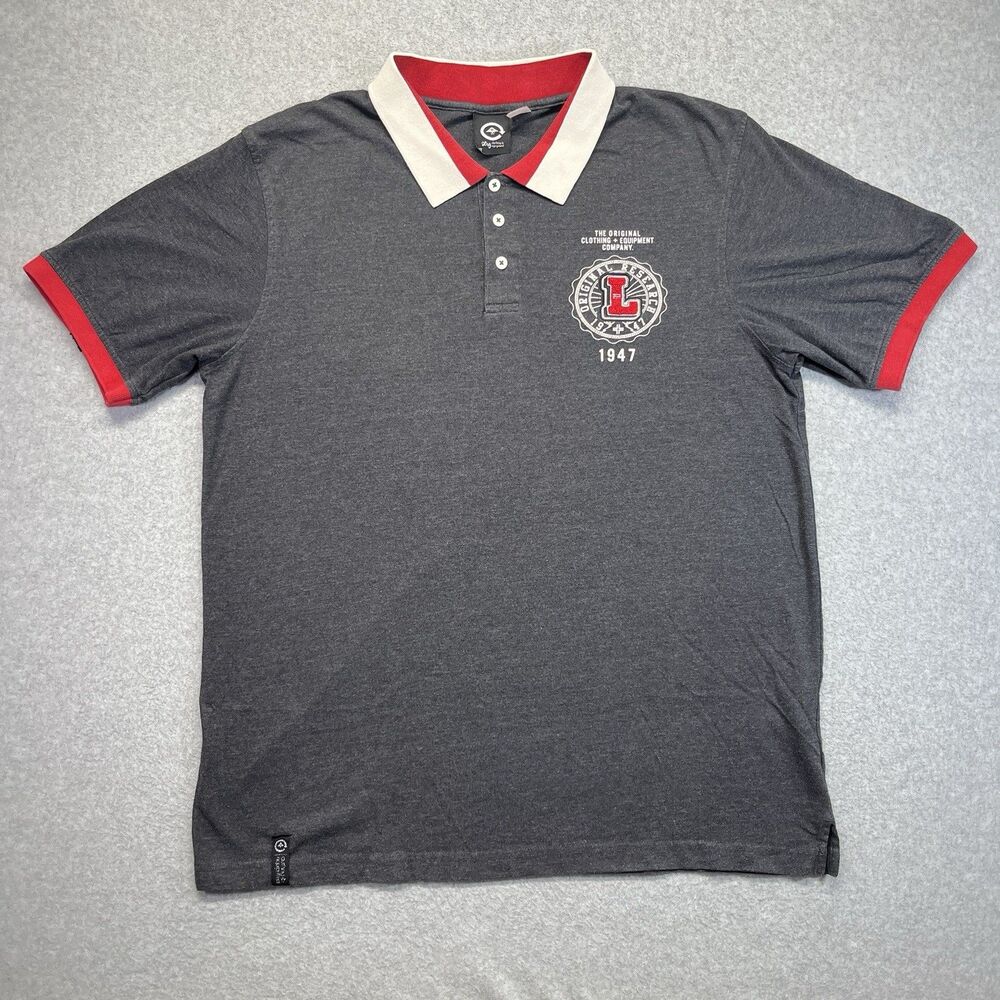 LRG Lifted Research Group Polo Shirt Men’s XL Gray Preppy Y2K Streetwear